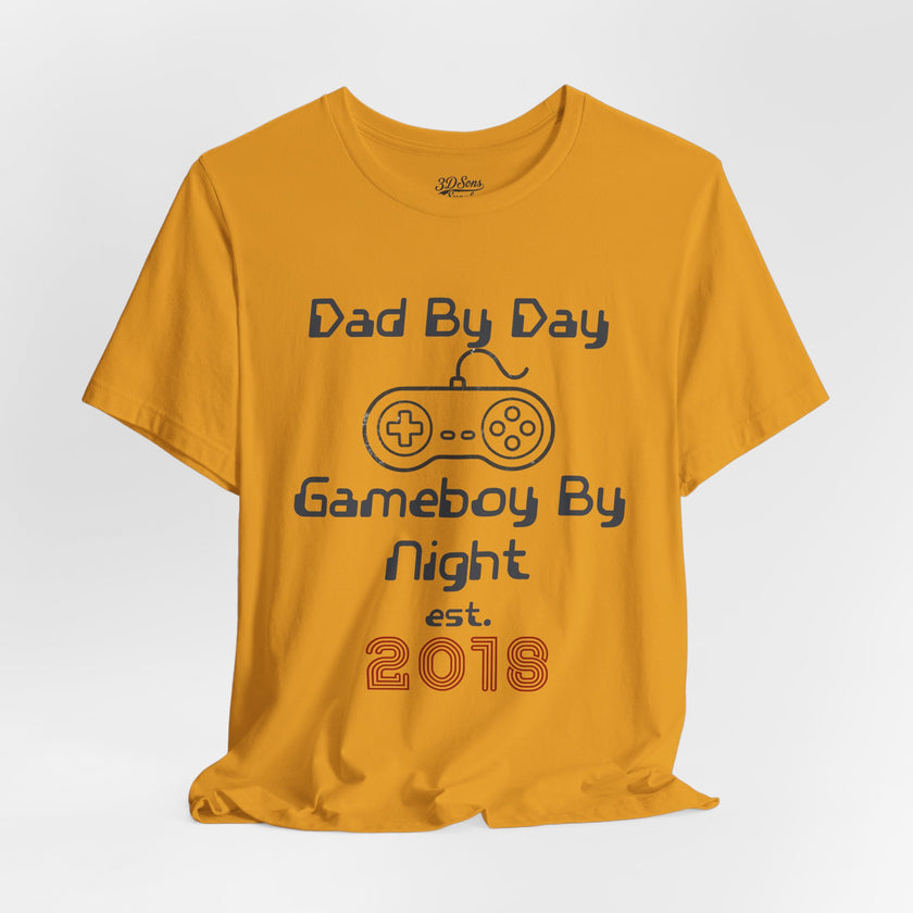 Personalized Dad By Day Gamer By Night T-Shirt,  90's Retro Controller Tee