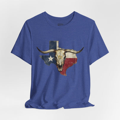 Texas Flag Longhorn Tee - Vintage Texas Skull T-Shirt