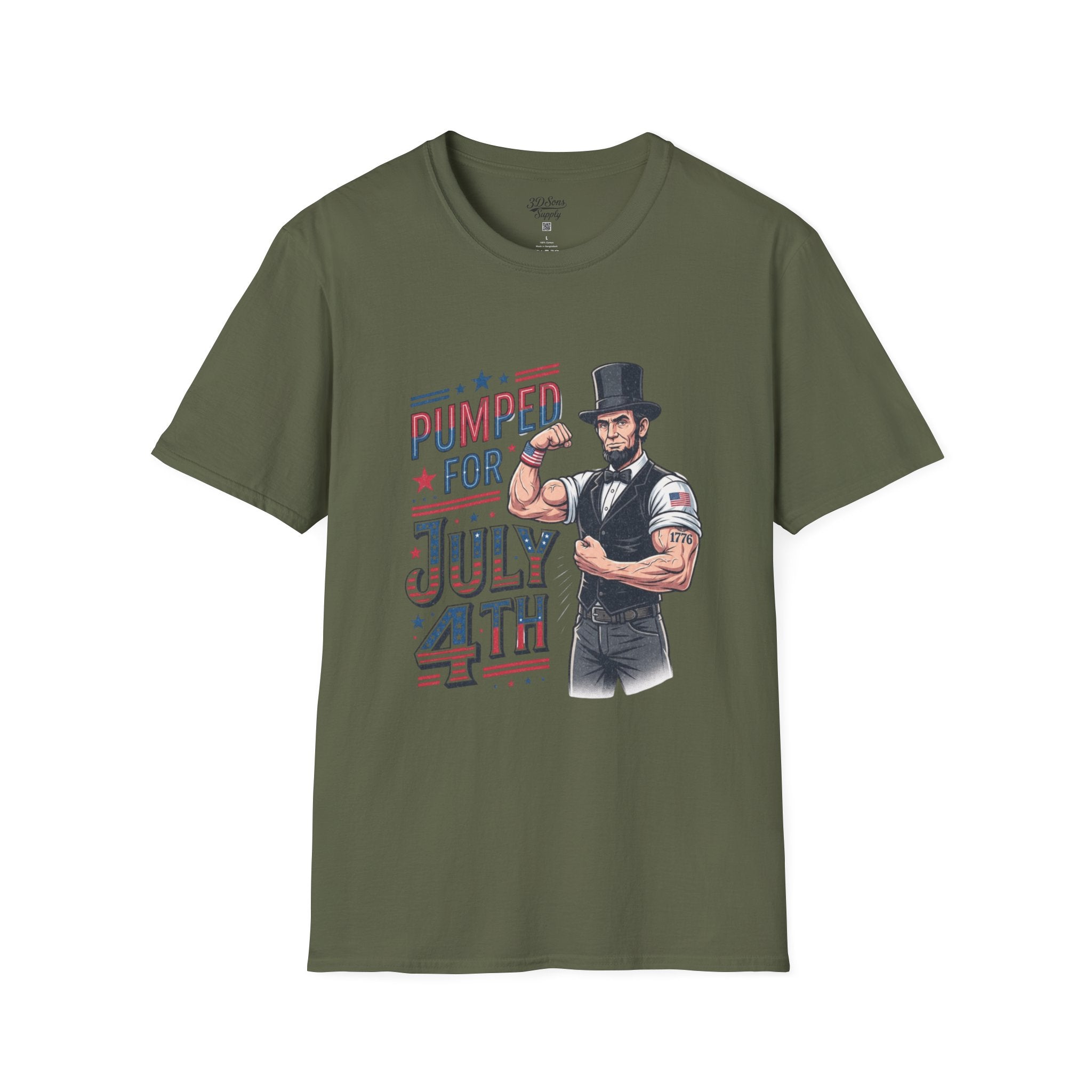 Pumped for July 4th Abraham Lincoln T-Shirt | Funny Patriotic Tee