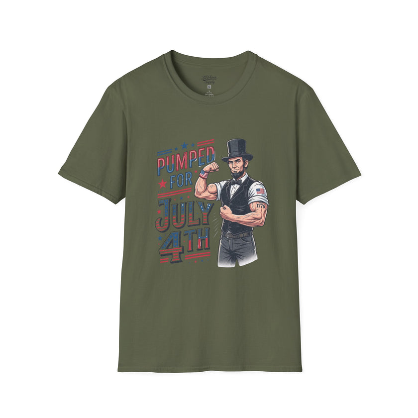 Pumped for July 4th Abraham Lincoln T-Shirt | Funny Patriotic Tee