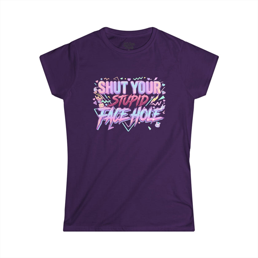 Women's 'Shut Your Stupid Face Hole' 80's Themed Tee