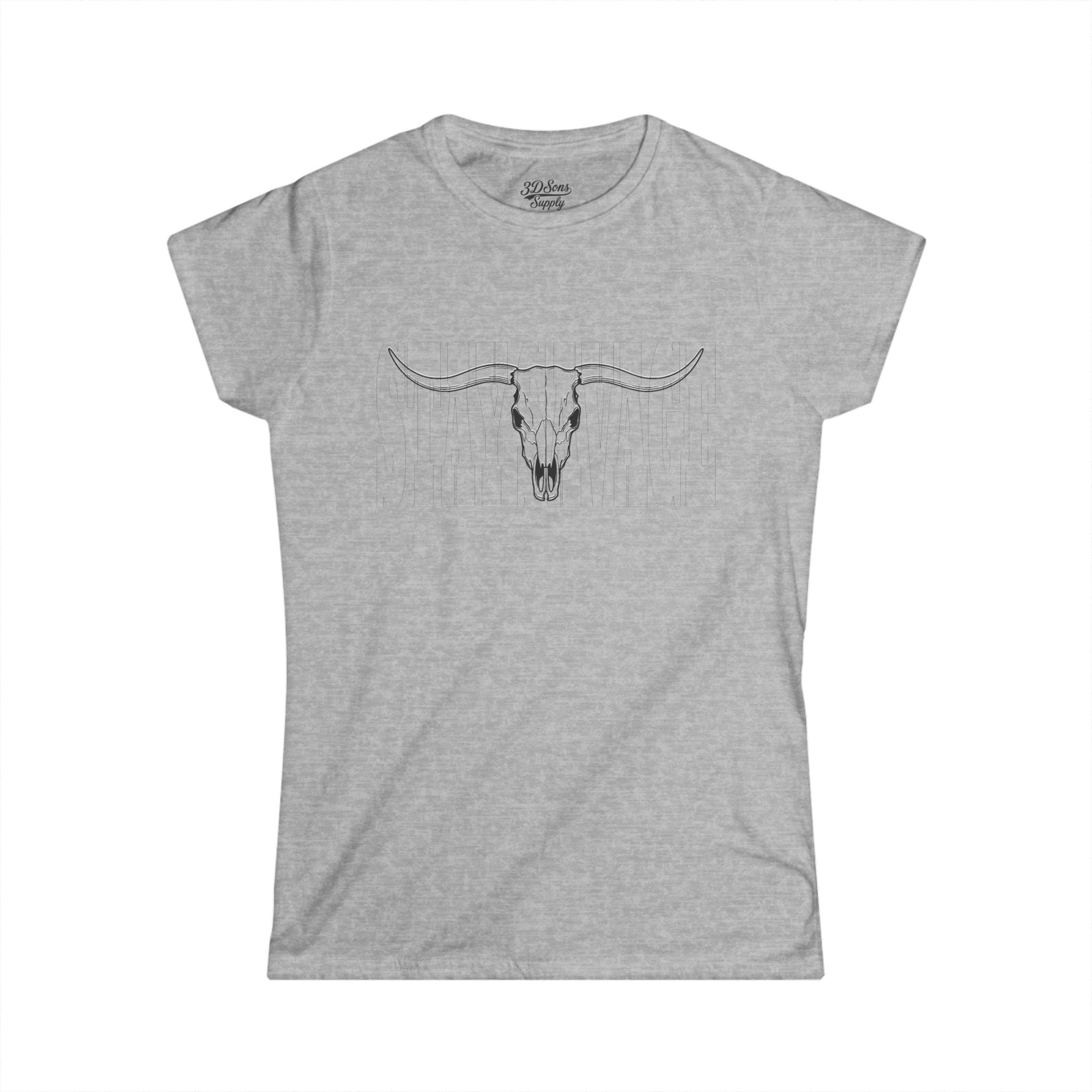 Stay Savage Longhorn Skull Women's Tee — Rugged Western Graphic Shirt