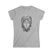 Shoebill Stork Portrait Retro Smoking Graphic Tee — Women's Softstyle T‑Shirt