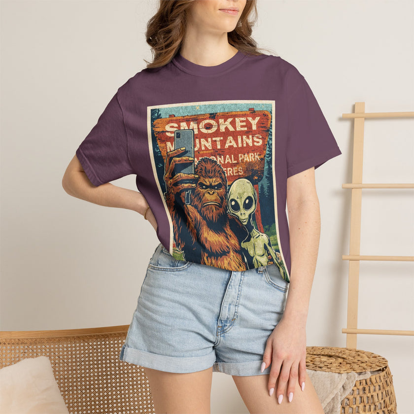 Smoky Mountains Alien & Bigfoot T-shirt — National Park Adventure Tee