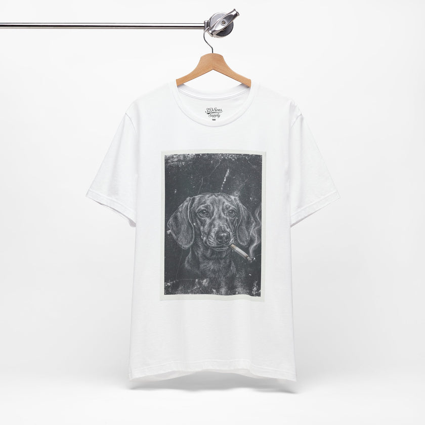 Dachshund Smoking Portrait Tee – Vintage Smokin' Dog Art T-Shirt