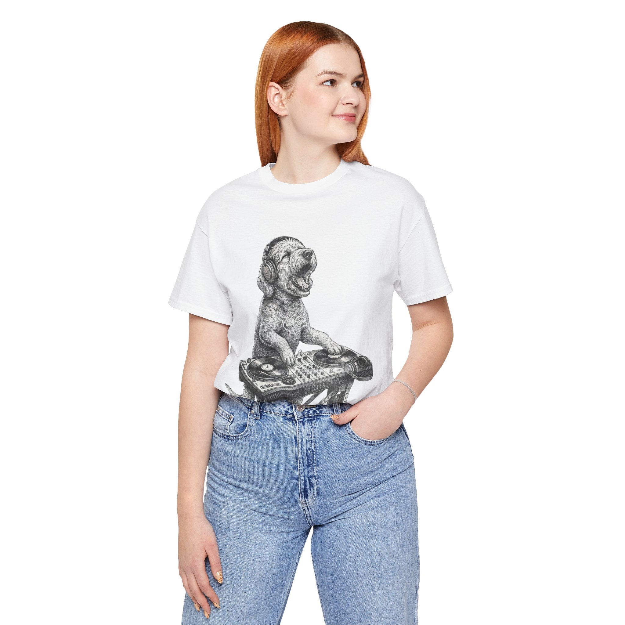DJ Doodle T‑Shirt — Vintage Turntable Puppy Graphic Tee