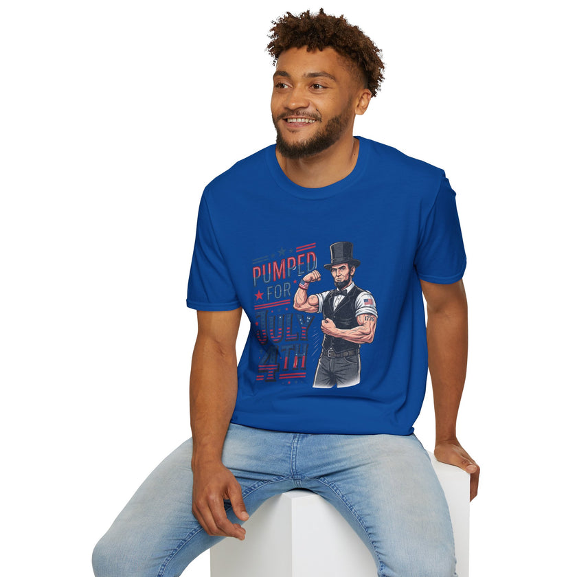 Pumped for July 4th Abraham Lincoln T-Shirt | Funny Patriotic Tee