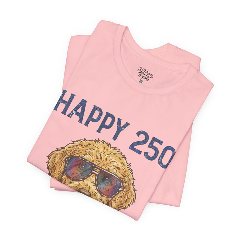 Happy 250 America! Patriotic Goldendoodle Tee