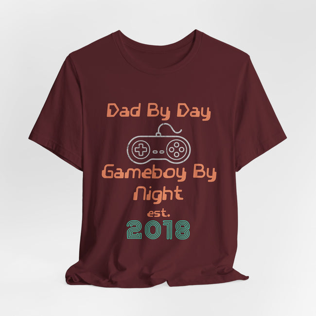 Personalized Dad By Day Gamer By Night T-Shirt,  90's Retro Controller Tee