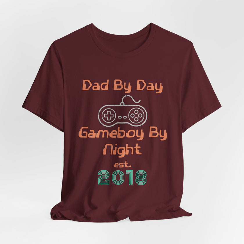 Personalized Dad By Day Gamer By Night T-Shirt,  90's Retro Controller Tee