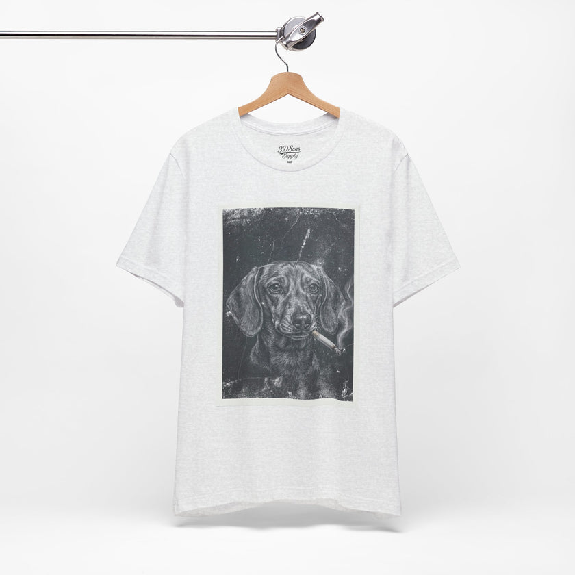 Dachshund Smoking Portrait Tee – Vintage Smokin' Dog Art T-Shirt
