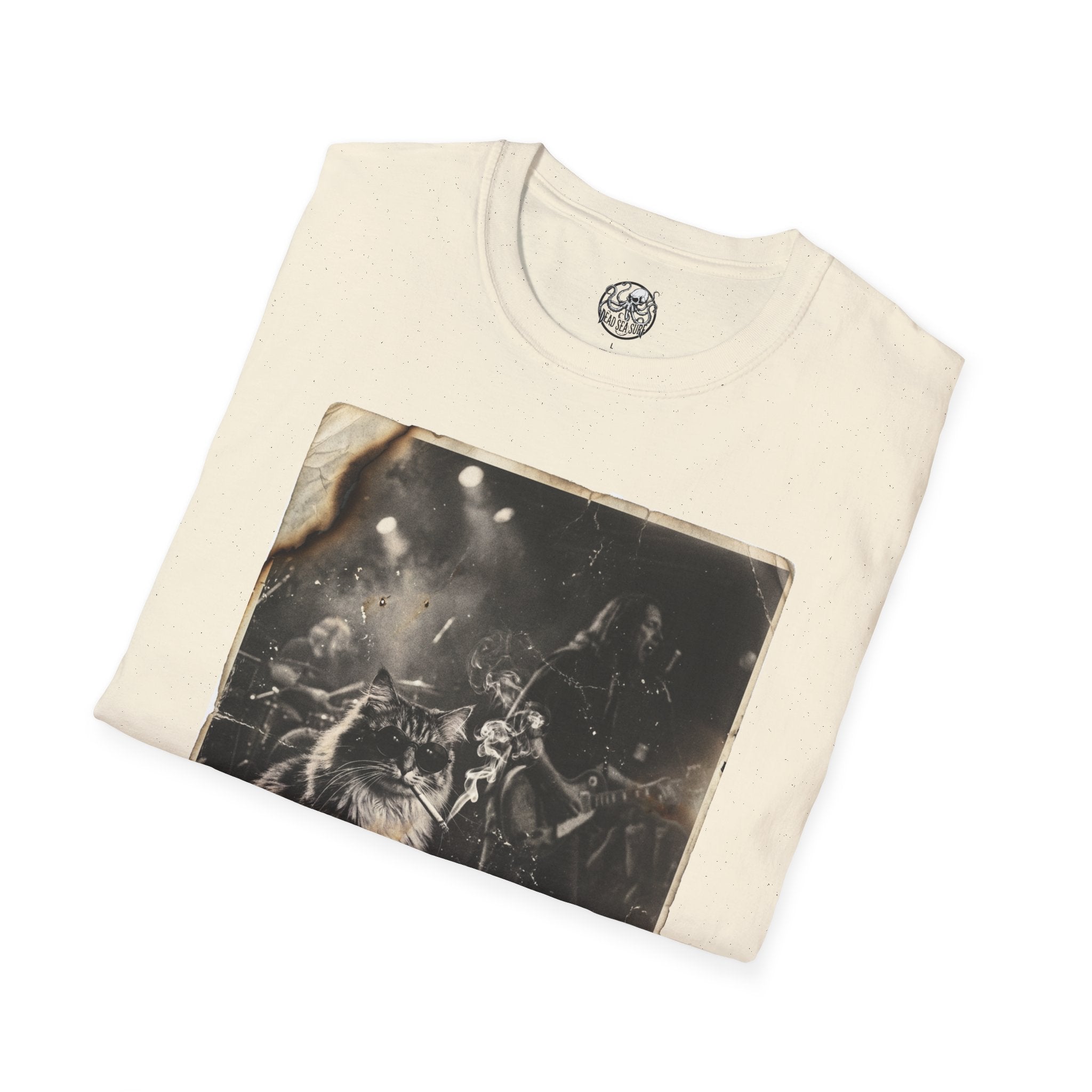 Vintage Rockstar Cat T-Shirt | Retro Rock Art Graphic Tee – 3D Sons Supply Co