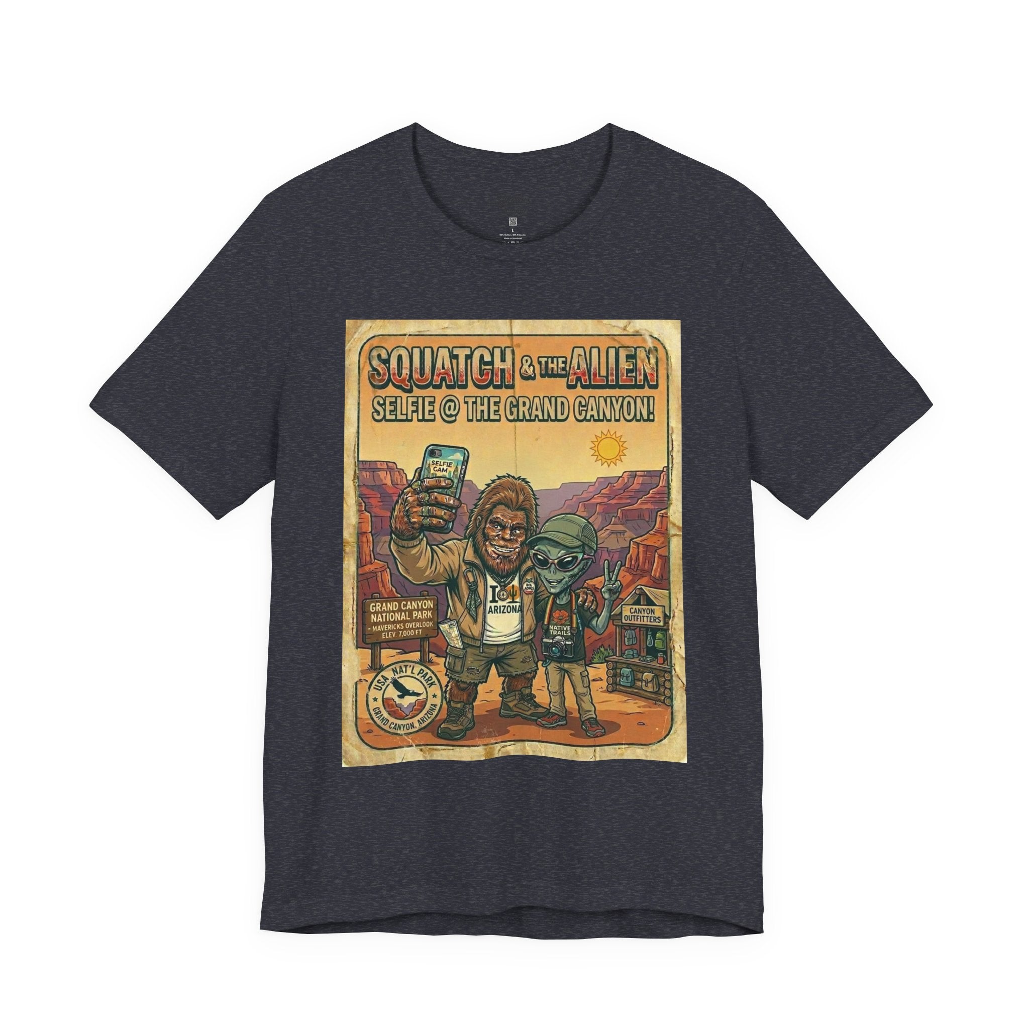 Squatch & The Alien Selfie Yellowstone, Bigfoot Alien Poster Shirt