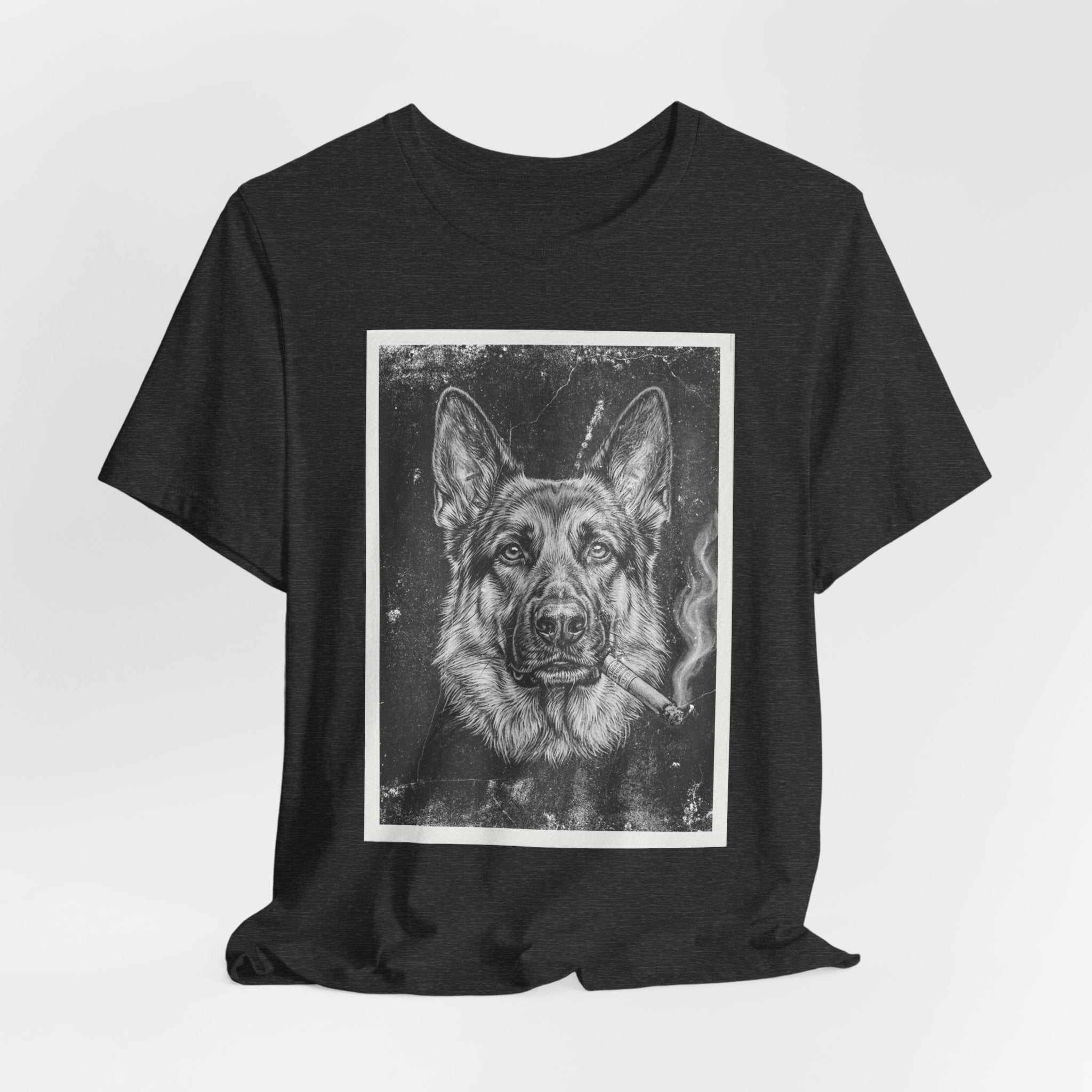 German Shepard Smoke Photo Tee — Vintage Pup Graphic T-Shirt