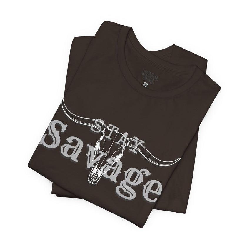 Stay Savage Longhorn Tee - Vintage Texas Skull T-Shirt
