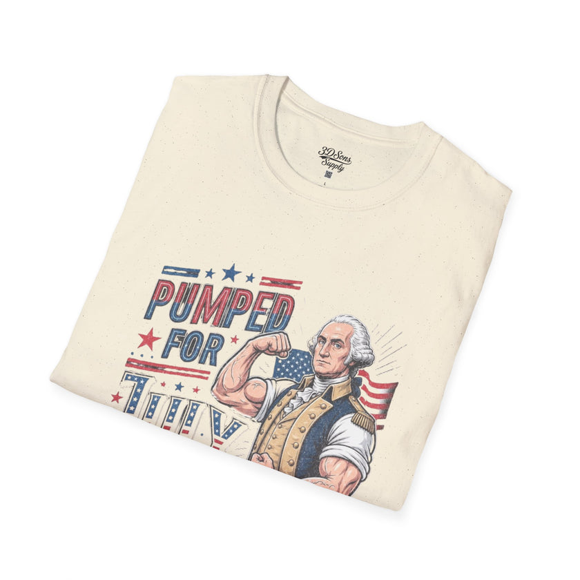 Pumped for July 4th George Washington T-Shirt | Funny Patriotic Tee
