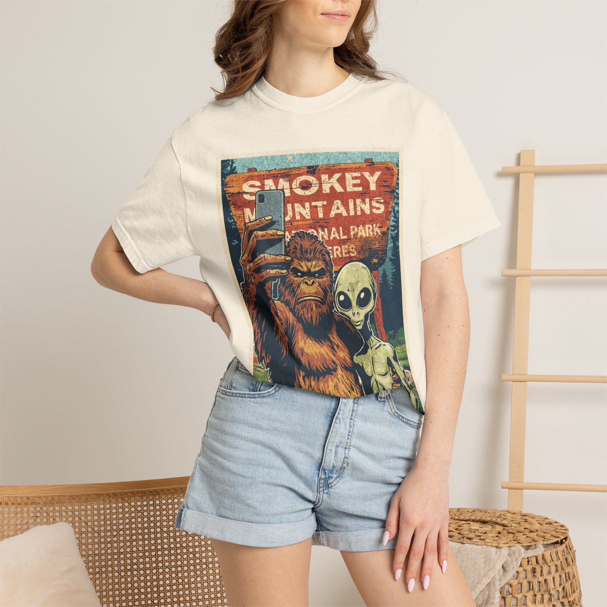 Smoky Mountains Alien & Bigfoot T-shirt — National Park Adventure Tee