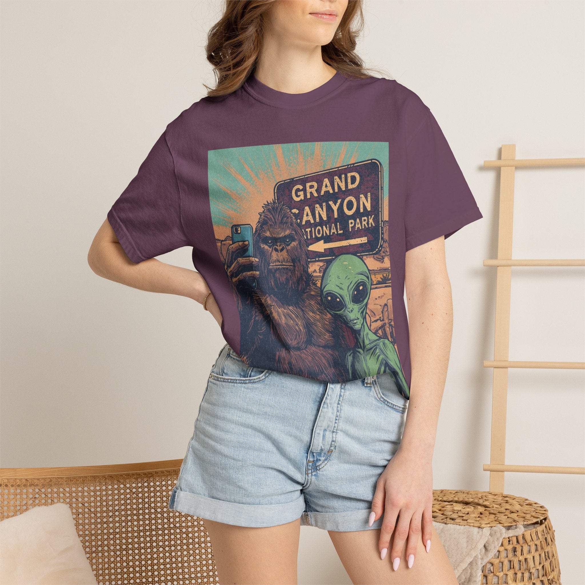 Bigfoot & Alien Grand Canyon T-Shirt — Funny National Park Tee