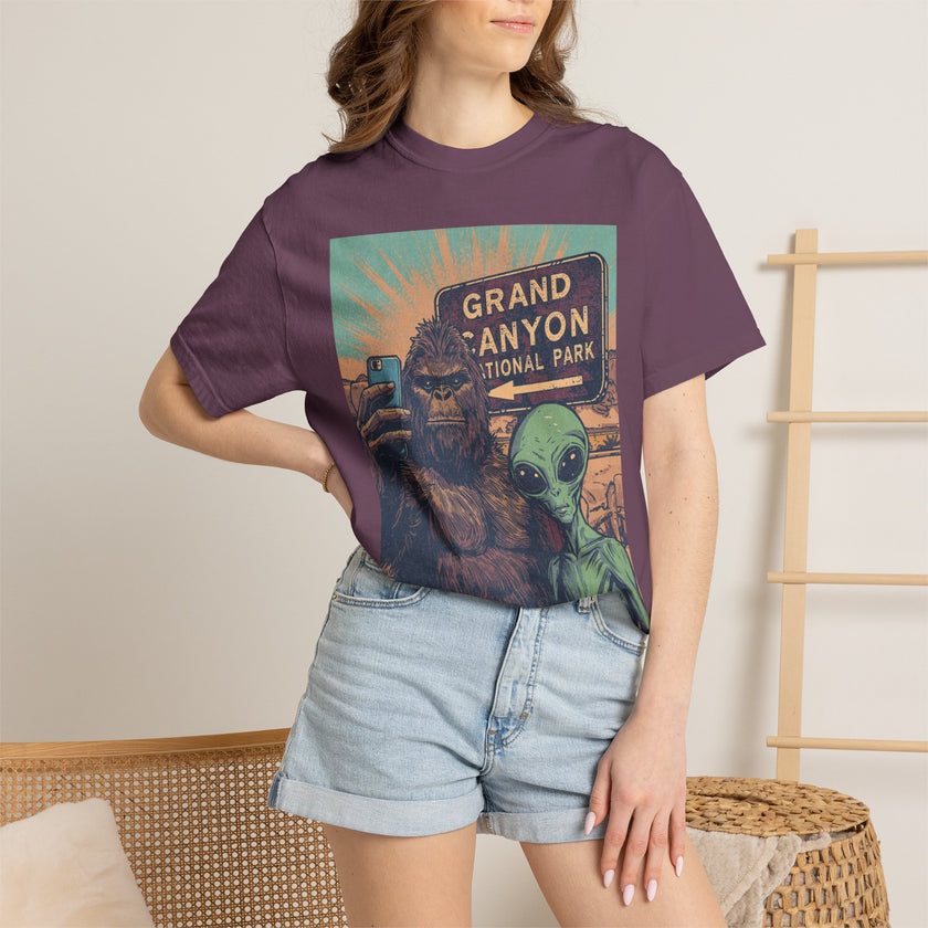 Bigfoot & Alien Grand Canyon T-Shirt — Funny National Park Tee