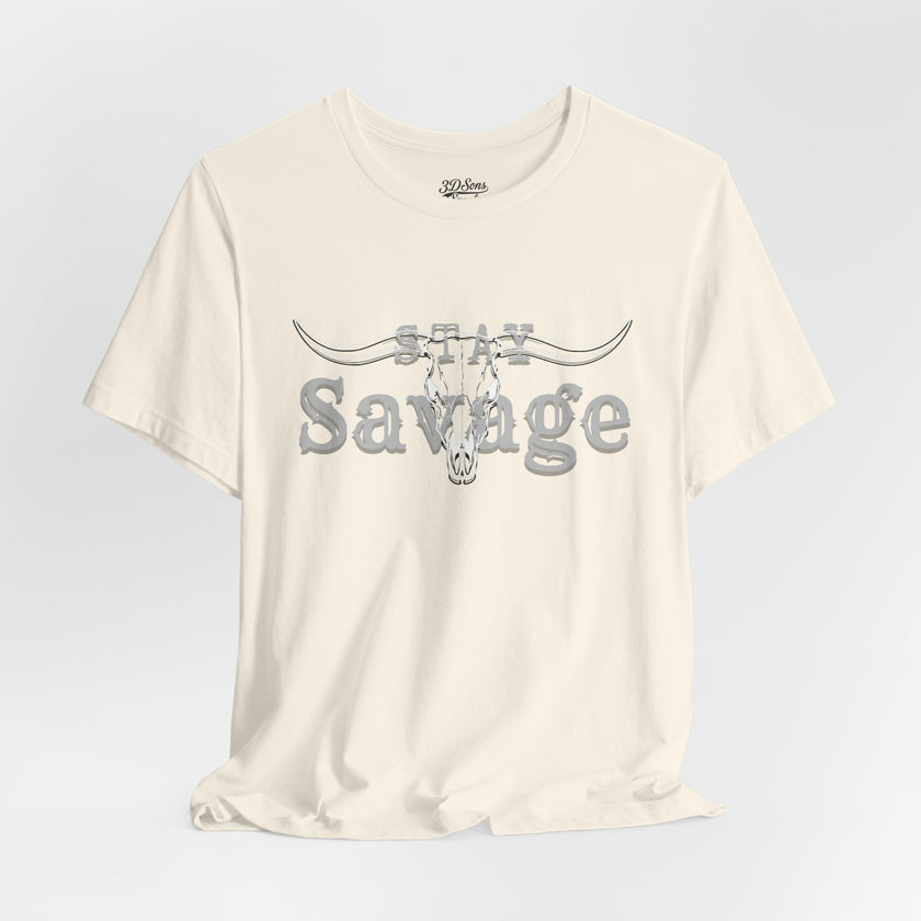 Stay Savage Longhorn Tee - Vintage Texas Skull T-Shirt