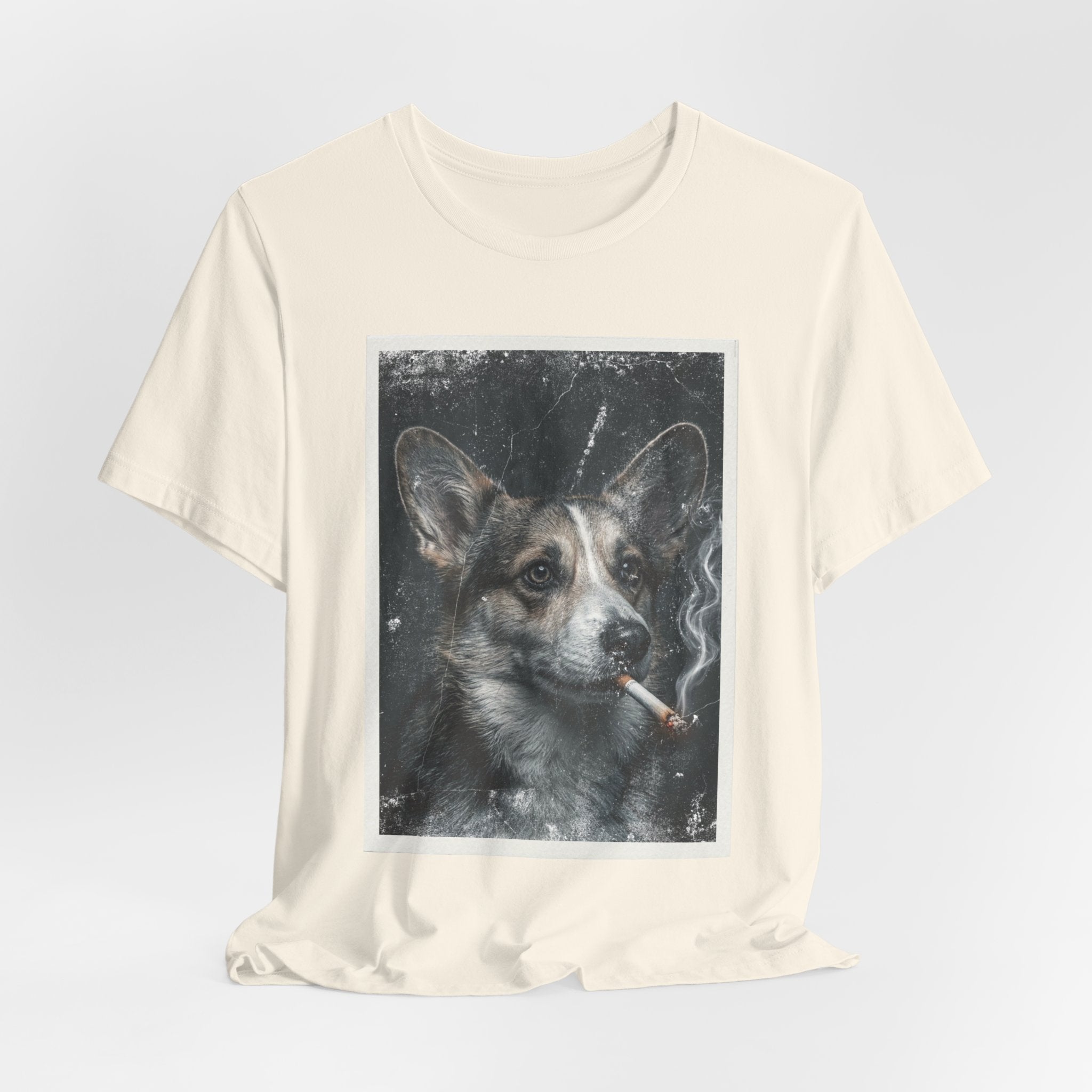 Smoking Corgi Graphic Tee – Retro Dog Portrait T-Shirt