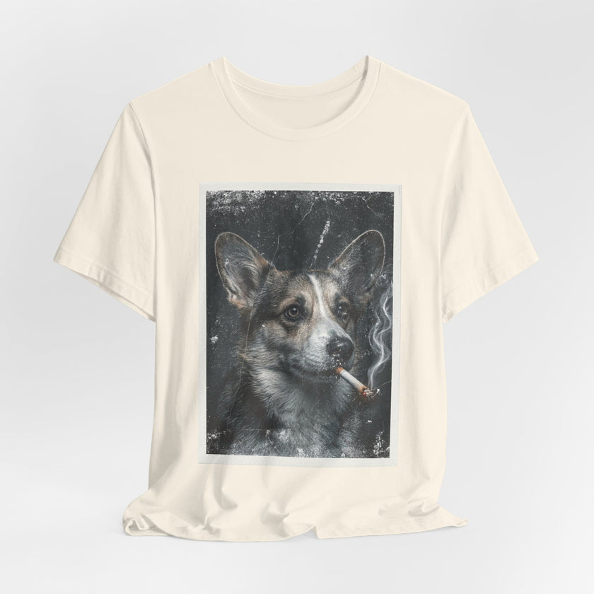 Smoking Corgi Graphic Tee – Retro Dog Portrait T-Shirt