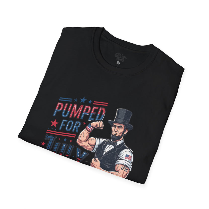 Pumped for July 4th Abraham Lincoln T-Shirt | Funny Patriotic Tee